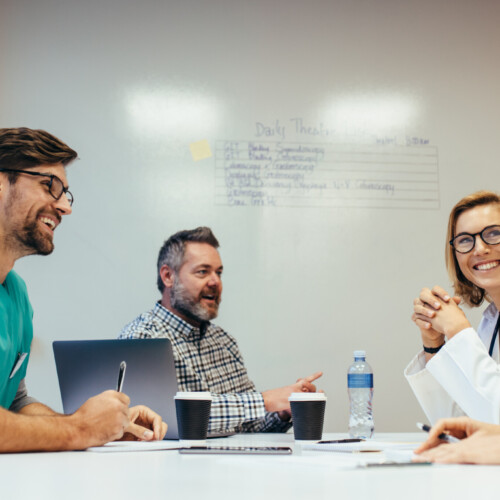 Medical team meeting in conference room