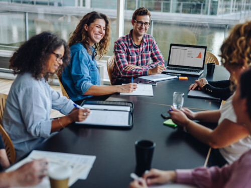 Diverse group of business team in boardroom meeting