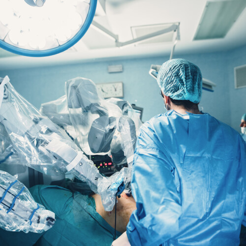 Minimal invasive robot surgical system in hospital. Robotic tech