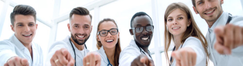 confident doctors colleagues standing together