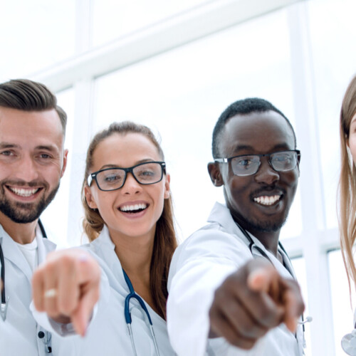 confident doctors colleagues standing together