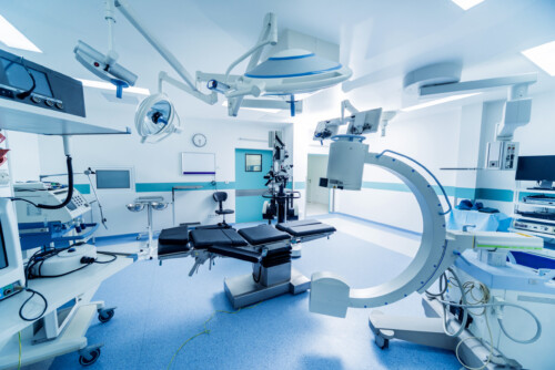 Modern equipment in operating room. Medical devices for neurosurgery.