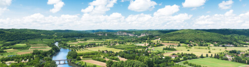 Panoramic view of Dordogne valley in France