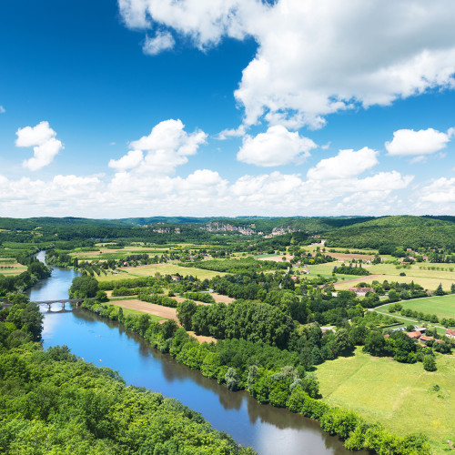 Panoramic view of Dordogne valley in France