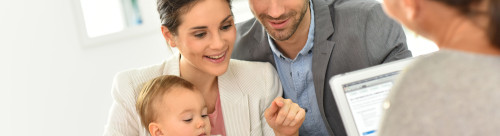 Family meeting real-estate agent for house investment