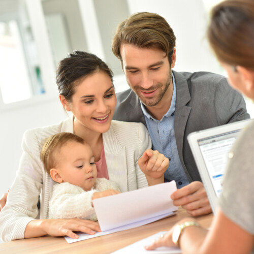 Family meeting real-estate agent for house investment