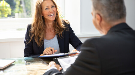 Businesswoman Taking An Interview Of Man