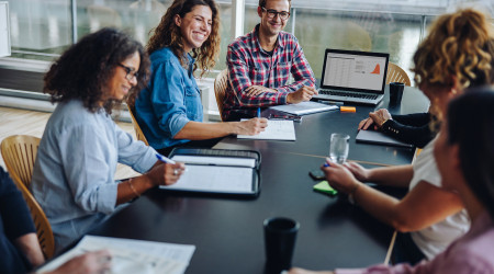 Diverse group of business team in boardroom meeting