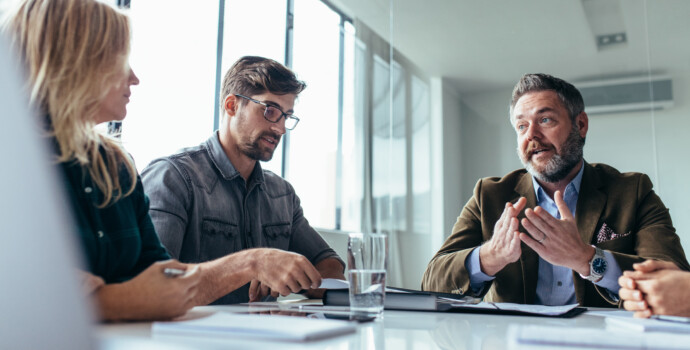 Team of business professionals having a meeting