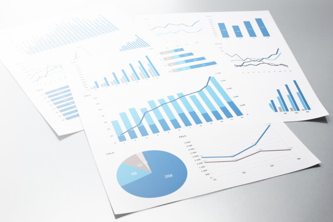 Business documents. Graphs and charts.