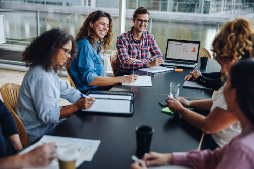 Diverse group of business team in boardroom meeting