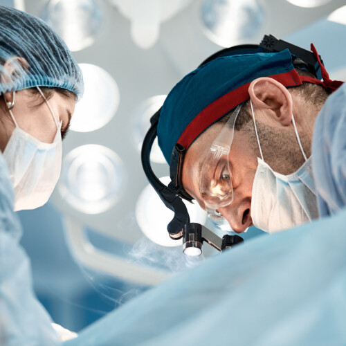 Surgeon at work in the operating room modern equipment in the operating room, medical products for neurosurgery and reconstructive plastics