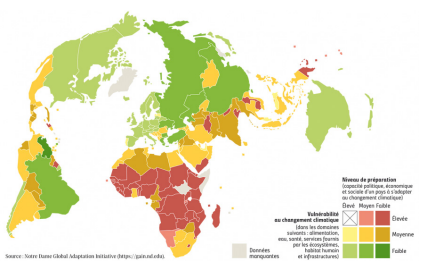 Les pays touchés par le changement climatique