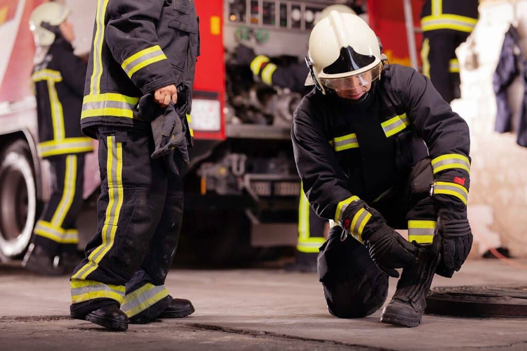 Pompier SDIS qui se prépare à partir en intervention