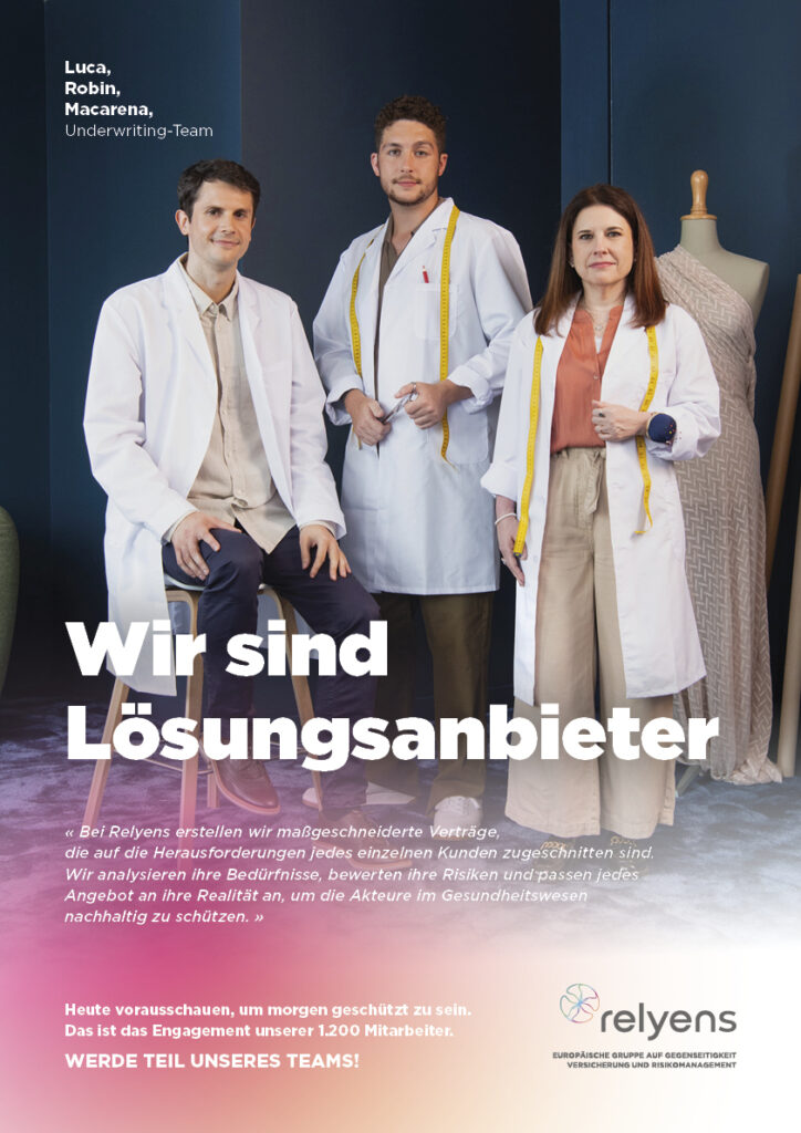 Robin, Luca, Macarena, Underwriting-Team, Lösungsanbieter